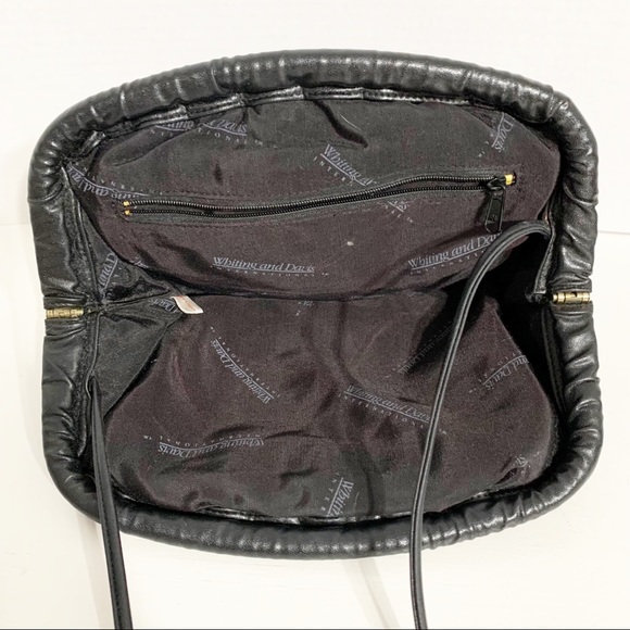 Vintage Whiting and Davis Chainmail Leather Crossbody Shoulder Bag Hinged Frame - Picture 5 of 12